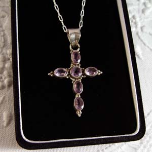 Faceted Amethyst  and sterling silver cross